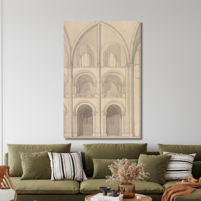 Elevazione Prospettica Di Parte Della Chiesa Abbaziale Di San Stefano A Caen Normandia John Sell Cotman jsc44 quadro stampato s