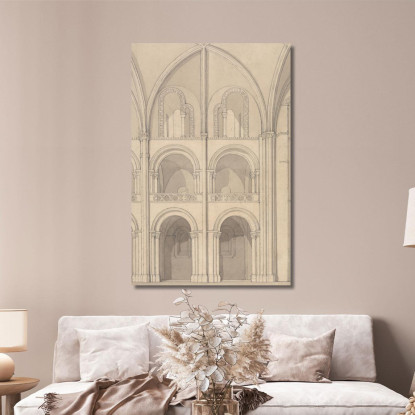 Elevazione Prospettica Di Parte Della Chiesa Abbaziale Di San Stefano A Caen Normandia John Sell Cotman jsc44 quadro stampato s