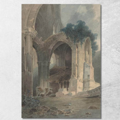 Abbazia Di Rievaulx Yorkshire John Sell Cotman jsc45 quadro stampato su tela