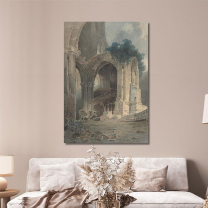 Abbazia Di Rievaulx Yorkshire John Sell Cotman jsc45 quadro stampato su tela