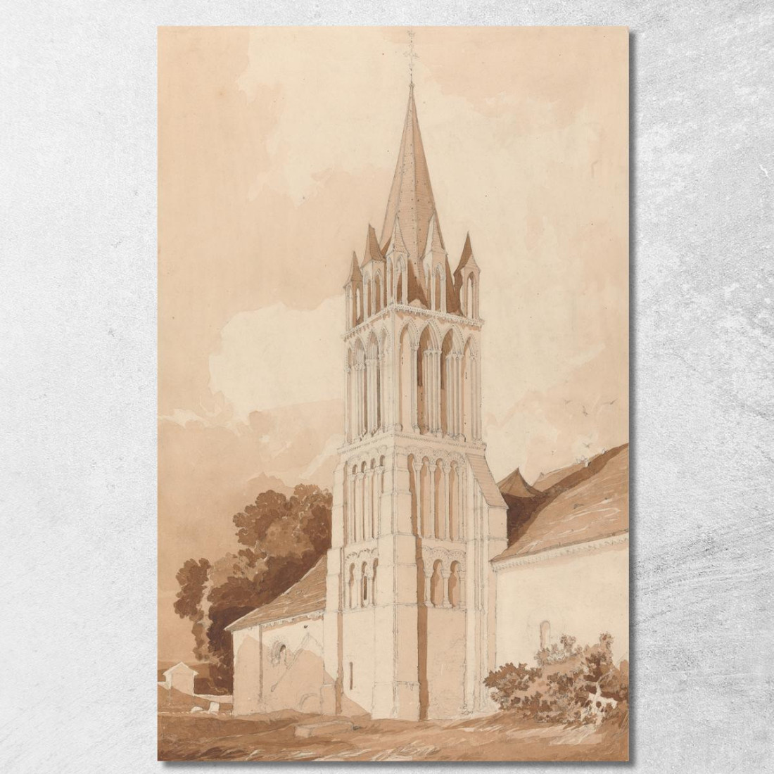 Vista Sud-Est Della Chiesa Di Ifs Vicino A Caen Normandia John Sell Cotman jsc49 quadro stampato su tela