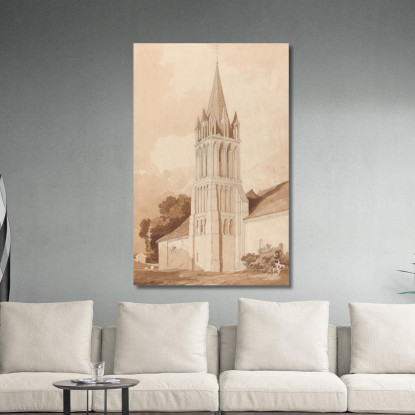 Vista Sud-Est Della Chiesa Di Ifs Vicino A Caen Normandia John Sell Cotman jsc49 quadro stampato su tela