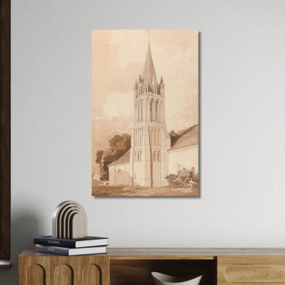 Vista Sud-Est Della Chiesa Di Ifs Vicino A Caen Normandia John Sell Cotman jsc49 quadro stampato su tela