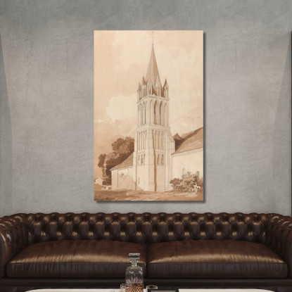 Vista Sud-Est Della Chiesa Di Ifs Vicino A Caen Normandia John Sell Cotman jsc49 quadro stampato su tela