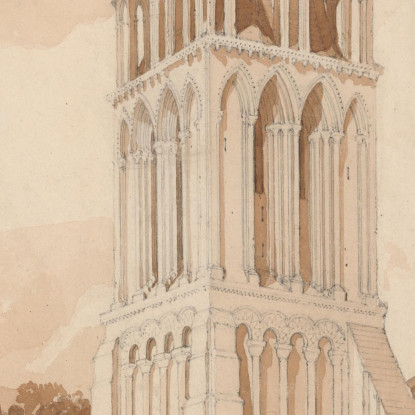 Vista Sud-Est Della Chiesa Di Ifs Vicino A Caen Normandia John Sell Cotman jsc49 quadro stampato su tela