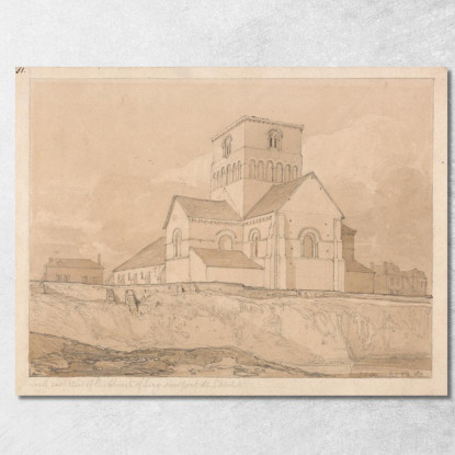 Vista Sud-Est Della Chiesa Di Léry Vicino A Pont-De-L'Arche Normandia John Sell Cotman jsc50 quadro stampato su tela