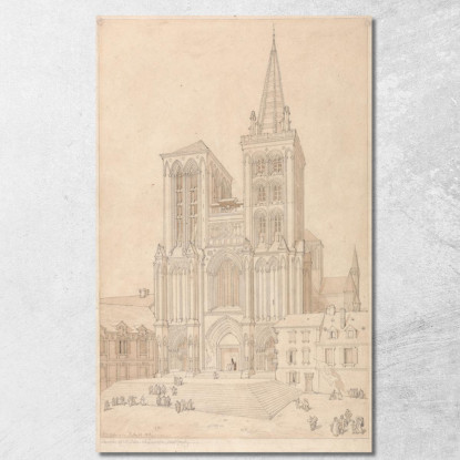 San Pietro A Lisieux Normandia Facciata Ovest John Sell Cotman jsc52 quadro stampato su tela