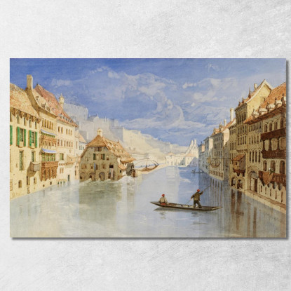 La Cittadella Sopra Namur Belgio Dal Fiume Sambre John Sell Cotman jsc56 quadro stampato su tela