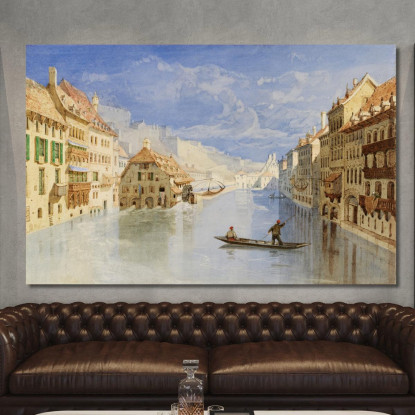 La Cittadella Sopra Namur Belgio Dal Fiume Sambre John Sell Cotman jsc56 quadro stampato su tela