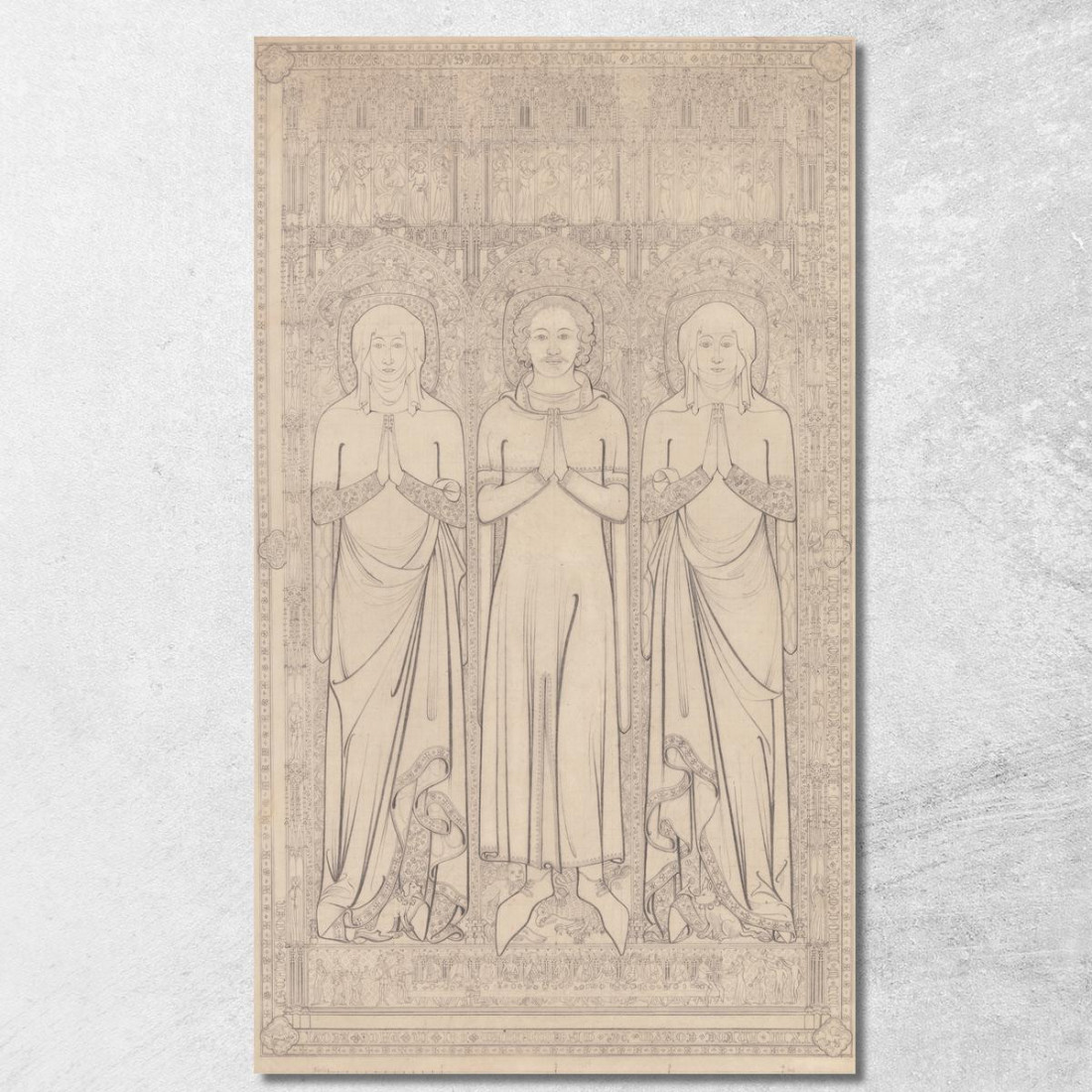 Lastra Sepolcrale Di Robert Braunche E Delle Sue Due Mogli Nella Chiesa Di Santa Margherita A Lynn Norfolk 1364 John Sell Cotma