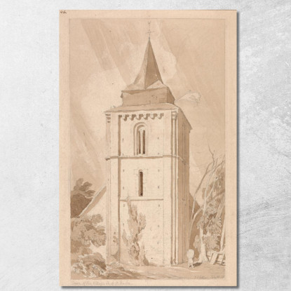 Torre Della Chiesa Del Villaggio Di Saint Maclou Normandia John Sell Cotman jsc58 quadro stampato su tela