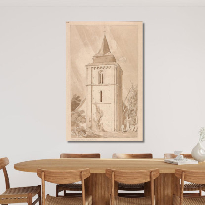 Torre Della Chiesa Del Villaggio Di Saint Maclou Normandia John Sell Cotman jsc58 quadro stampato su tela