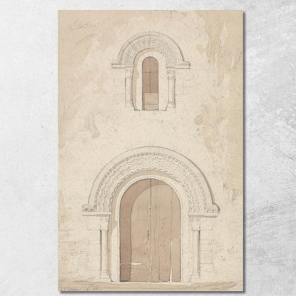 Portale Ovest E Finestra Nella Chiesa Di Ham Vicino A Valognes Normandia John Sell Cotman jsc61 quadro stampato su tela