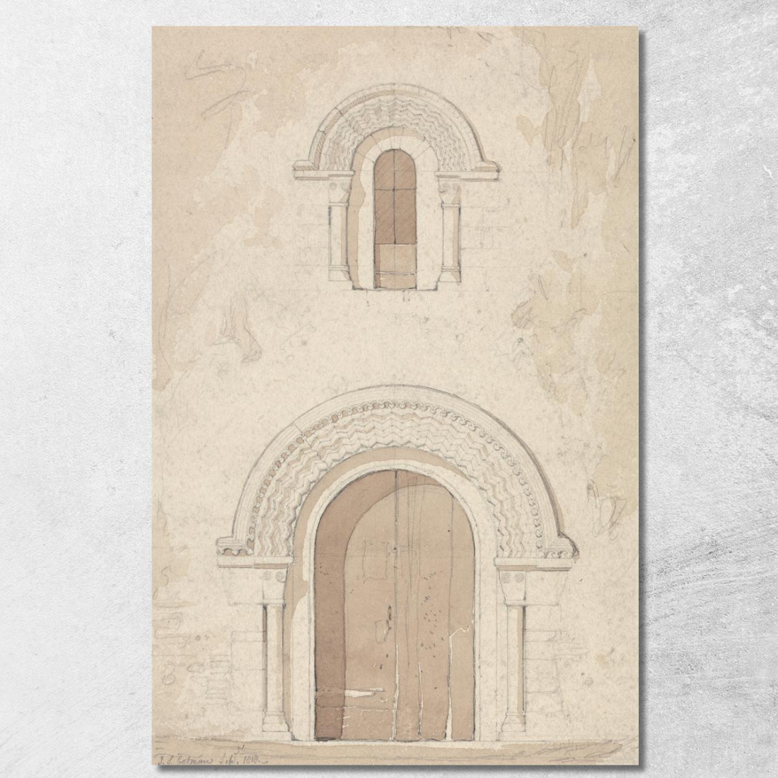 Portale Ovest E Finestra Nella Chiesa Di Ham Vicino A Valognes Normandia John Sell Cotman jsc61 quadro stampato su tela