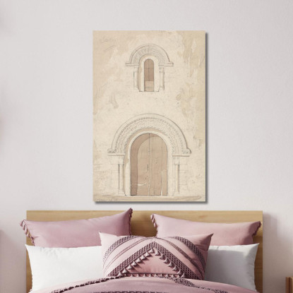 Portale Ovest E Finestra Nella Chiesa Di Ham Vicino A Valognes Normandia John Sell Cotman jsc61 quadro stampato su tela