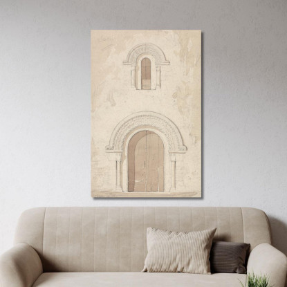 Portale Ovest E Finestra Nella Chiesa Di Ham Vicino A Valognes Normandia John Sell Cotman jsc61 quadro stampato su tela