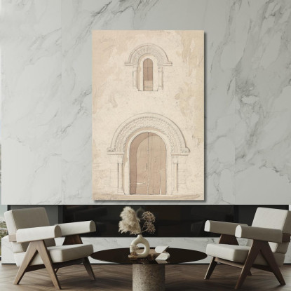 Portale Ovest E Finestra Nella Chiesa Di Ham Vicino A Valognes Normandia John Sell Cotman jsc61 quadro stampato su tela