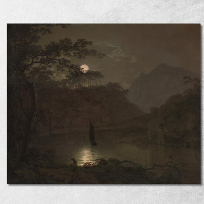 Un Lago Al Chiaro Di Luna Joseph Wright of Derby jwd3 quadro stampato su tela