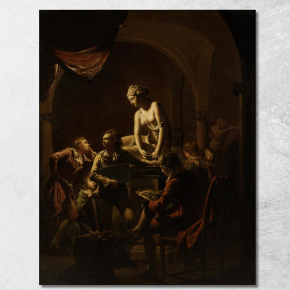 Accademia Alla Luce Della Lampada Joseph Wright of Derby jwd6 quadro stampato su tela
