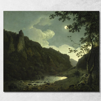 Dovedale Al Chiaro Di Luna Joseph Wright of Derby jwd12 quadro stampato su tela