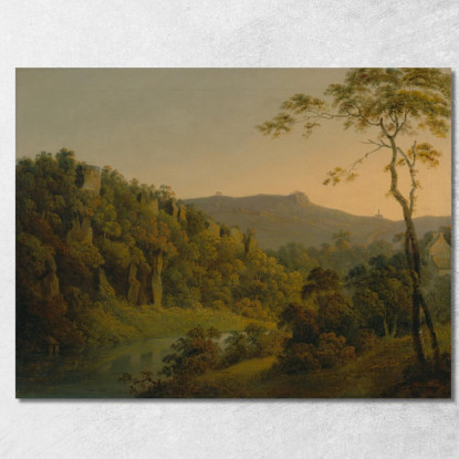 Matlock Dale Con Vista Verso La Scarpata Di Black Rock Joseph Wright of Derby jwd26 quadro stampato su tela