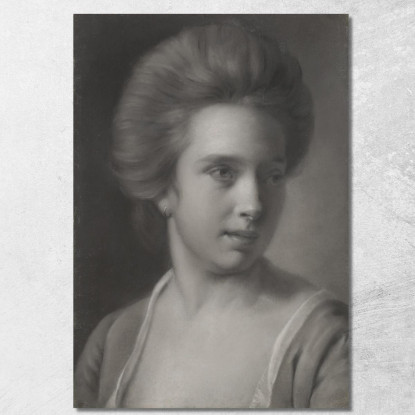 Ritratto Di Una Donna Con La Testa Rivolta A Destra E Un Orecchino Joseph Wright of Derby jwd37 quadro stampato su tela