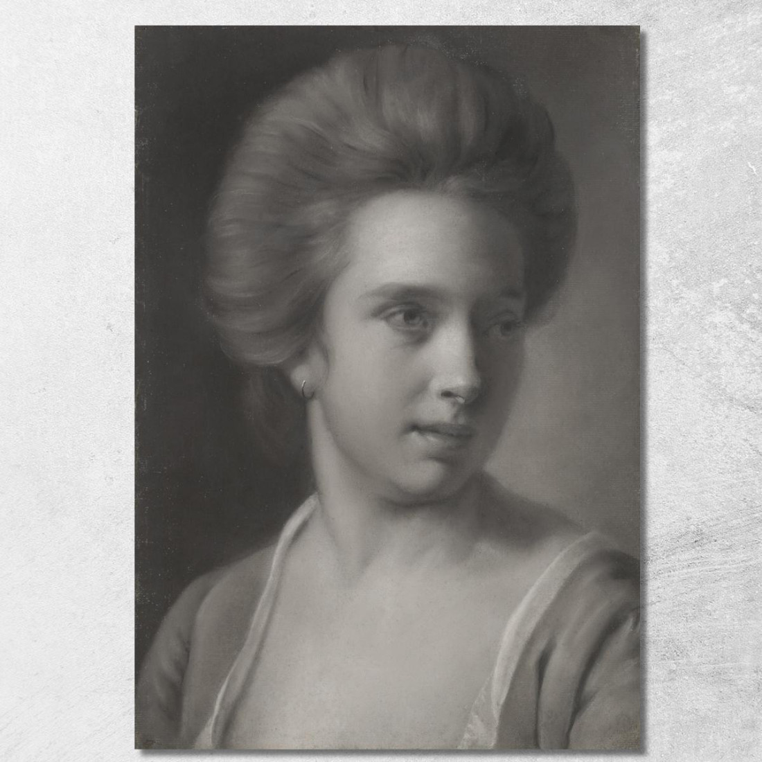 Ritratto Di Una Donna Con La Testa Rivolta A Destra E Un Orecchino Joseph Wright of Derby jwd37 quadro stampato su tela