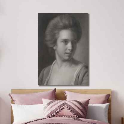 Ritratto Di Una Donna Con La Testa Rivolta A Destra E Un Orecchino Joseph Wright of Derby jwd37 quadro stampato su tela