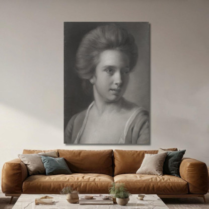 Ritratto Di Una Donna Con La Testa Rivolta A Destra E Un Orecchino Joseph Wright of Derby jwd37 quadro stampato su tela