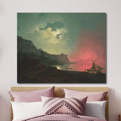 Il Vesuvio In Eruzione Visto Da Posillipo Joseph Wright of Derby jwd65 quadro stampato su tela