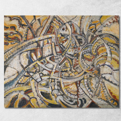 Composizione Futurista Jules Schmalzigaug jsh8 quadro stampato su tela