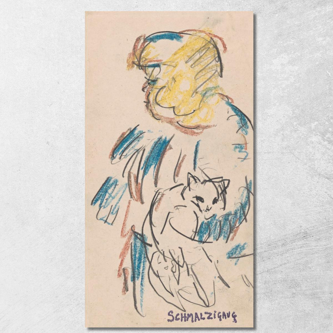 Ragazza Con Gatto Jules Schmalzigaug jsh11 quadro stampato su tela