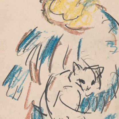 Ragazza Con Gatto Jules Schmalzigaug jsh11 quadro stampato su tela