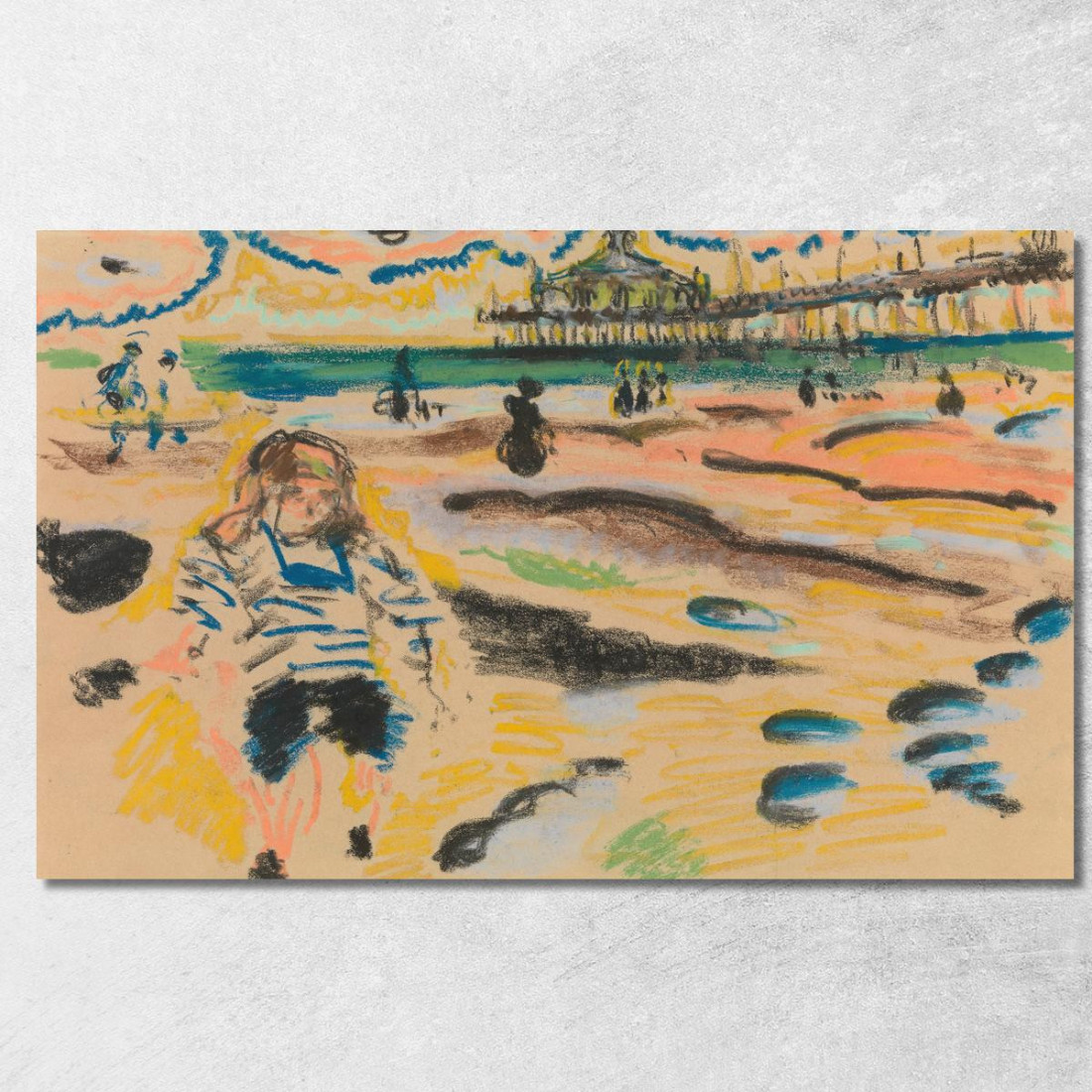 Molo A Scheveningen Jules Schmalzigaug jsh14 quadro stampato su tela