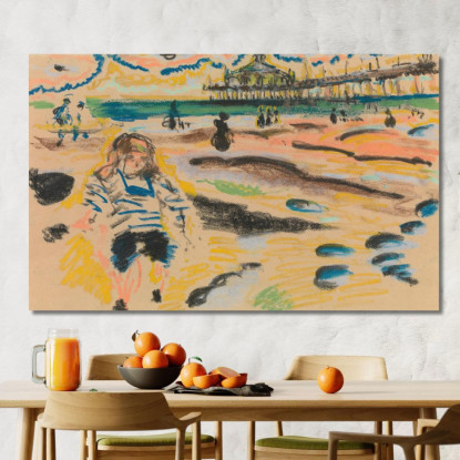 Molo A Scheveningen Jules Schmalzigaug jsh14 quadro stampato su tela