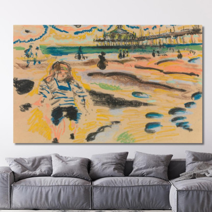 Molo A Scheveningen Jules Schmalzigaug jsh14 quadro stampato su tela