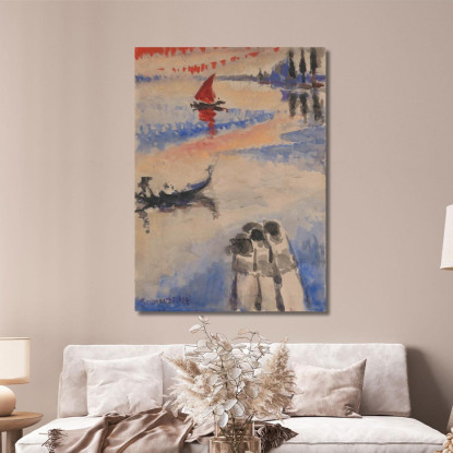 Barca A Vela Rossa E Gondola Jules Schmalzigaug jsh16 quadro stampato su tela