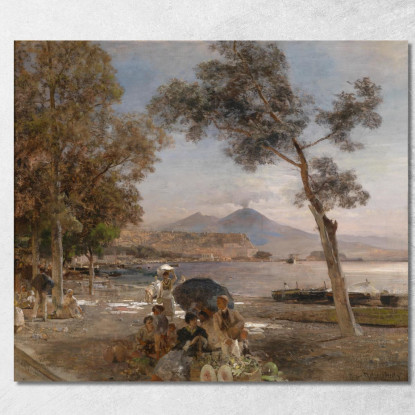 Atmosfera Serale Nel Golfo Di Napoli Oswald Achenbach oac5 quadro stampato su tela