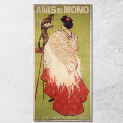 Anis Del Mono Con Una Gonna Di Percalle Stirato Ramón Casas rcs3 quadro stampato su tela