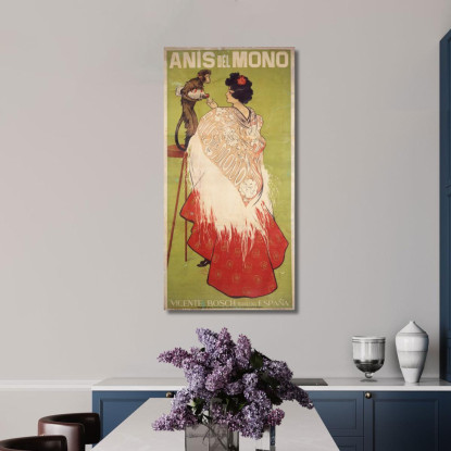 Anis Del Mono Con Una Gonna Di Percalle Stirato Ramón Casas rcs3 quadro stampato su tela