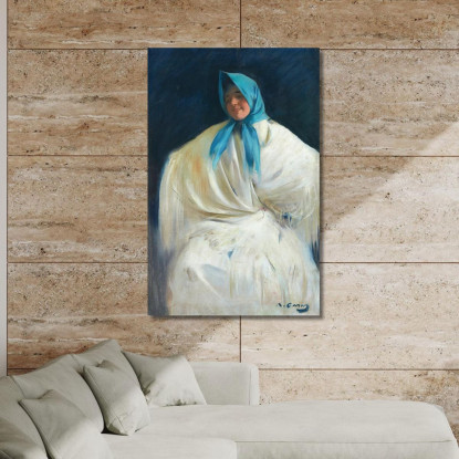 Chula Con Fazzoletto Blu Ramón Casas rcs8 quadro stampato su tela
