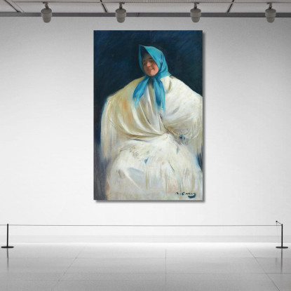 Chula Con Fazzoletto Blu Ramón Casas rcs8 quadro stampato su tela