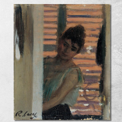 Donna Contro Una Persiana Ramón Casas rcs12 quadro stampato su tela