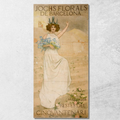 Jocs Florals Di Barcellona. Feste Del Cinquantenario Ramón Casas rcs16 quadro stampato su tela