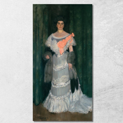 Montserrat Casas De Nieto In Abito Da Sera Ramón Casas rcs21 quadro stampato su tela