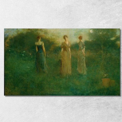 Nel Giardino Thomas Wilmer Dewing twd9 quadro stampato su tela