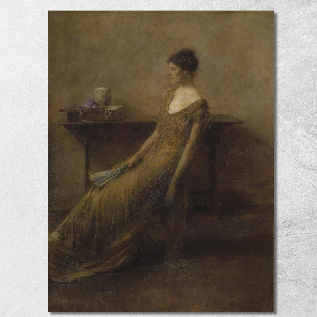 Donna In Oro Thomas Wilmer Dewing twd10 quadro stampato su tela