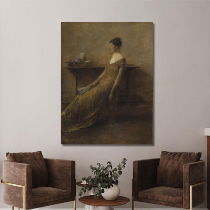 Donna In Oro Thomas Wilmer Dewing twd10 quadro stampato su tela