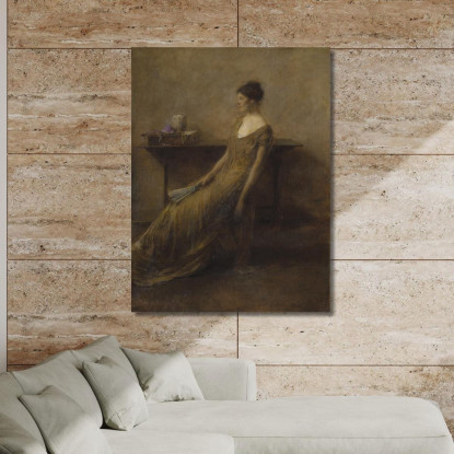 Donna In Oro Thomas Wilmer Dewing twd10 quadro stampato su tela