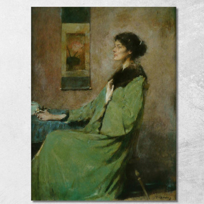 Ritratto Di Una Donna Con Una Rosa Thomas Wilmer Dewing twd19 quadro stampato su tela